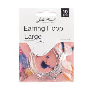 John Bead Must Have Findings Metal Silver 38mm Large Earring Hoops for Jewelry Making Findings, 10 Pieces - 1 of 4