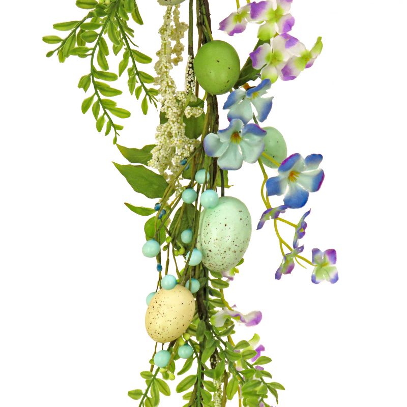 5' Artificial Spring Floral Garland with Eggs - National Tree Company, 3 of 4