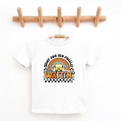 The Juniper Shop They See Me Rollin' Rainbow Toddler Short Sleeve Tee
