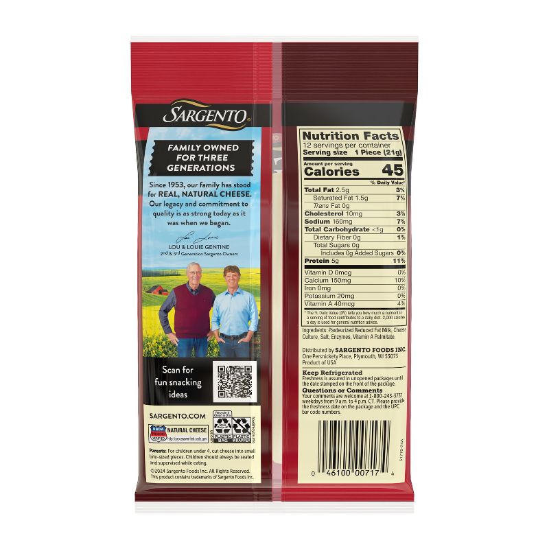 Sargento Reduced Fat Light Natural Mozzarella String Cheese - 12ct, 3 of 9