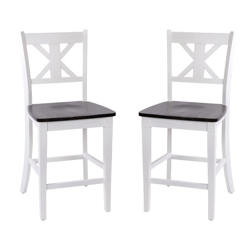 Flash Furniture Gwendolyn Set of 2 Commercial Grade Solid Wood Modern Farmhouse Counter Height Barstool, 1 of 12