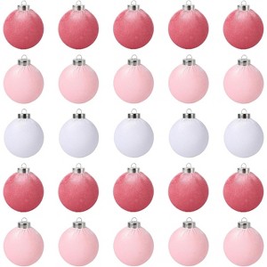 25 Pack Christmas Ball Ornaments, 3.15 Inch Flocked Plastic Balls Xmas Hanging Decorations for Xmas Tree Home Holiday Party Christmas Ornaments - 1 of 4