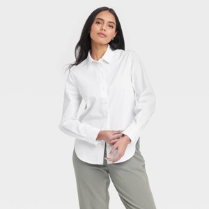 Women's Long Sleeve Button-Down Boyfriend Shirt - A New Day™ - 1 of 3