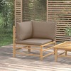 vidaXL Outdoor Corner Sofa with Taupe Cushions, Modular Furniture Set, Bamboo with Natural Finish, Comfortable Backrest and Thick Padding - 2 of 4
