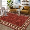 2 x 6 ft Polyester Grey Rectangular Laundry Bathroom Kitchen Geometric Bordered Modern Machine Washable Runner Rug - 3 of 4