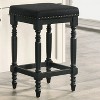 Rustic Wood Bar Stools with Upholstered Seats, Set of 2 - 26" Bar Stools - 2 of 4
