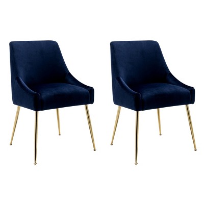 WestinTrends Upholstered Performance Velvet Accent Chair With Metal Leg (Set of 2)