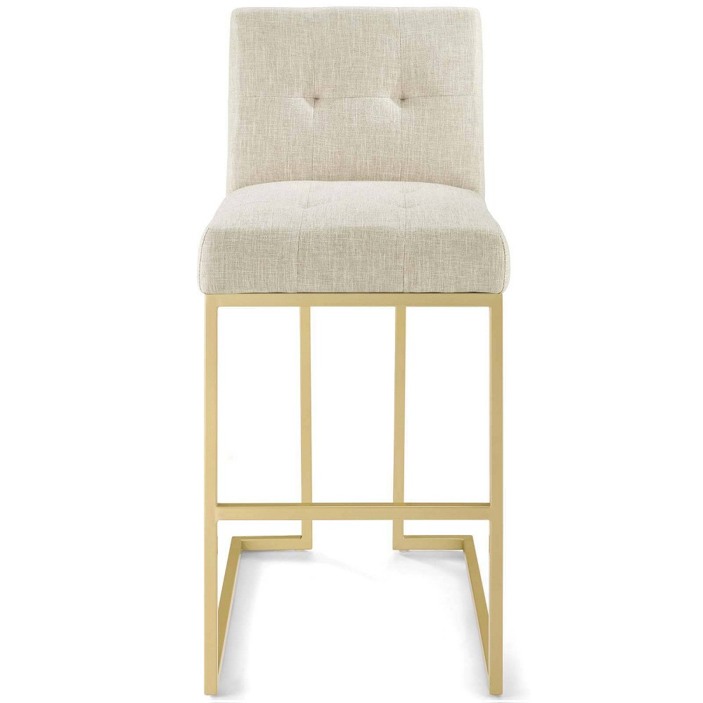 Privy Stainless Steel Upholstered Fabric Barstool Gold/Beige - Modway