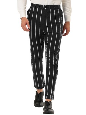 Lars Amadeus Men s Stripe Slim Fit Flat Front Business Suit Pencil Pants Black 36 Target