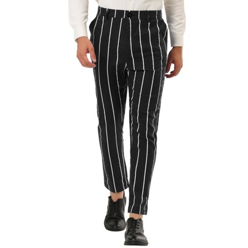Lars Amadeus Men's Dress Stripe Pants Slim Fit Flat Front Business Suit  Trousers Pencil Pants Black 38