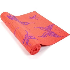 Wai Lana Yoga and Pilates Mat Butterfly (Coral) - 1/4 Inch Extra Thick Non-Slip Stylish, Latex-Free, Lightweight, Optimum Comfort - 1 of 2