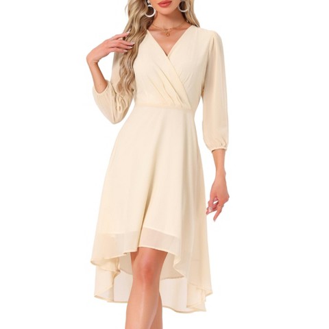 Женские платья INSPIRE CHIC Women's V Neck Sheer 3/4 Sleeve Wrap Cocktail Midi Dresses X-Large Navy Blue