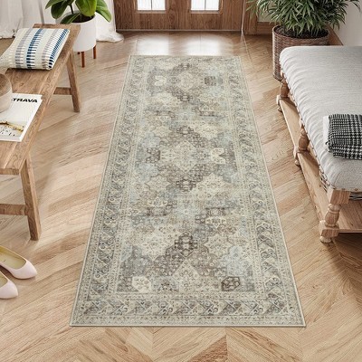 Vintage Rug Washable Floral Print Area Rug
