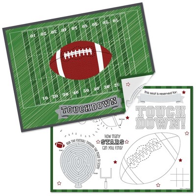 Big Dot of Happiness End Zone - Football - Paper Birthday Party Coloring Sheets - Activity Placemats - Set of 16