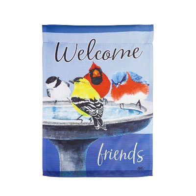 Bird Bath Friends House Suede Flag