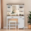 Sevobal Vanity Tables Farmhouse Makeup Vanity, Vanity Desk with Glass Tabletop & 3 in 1 Charging Station 40'' Vanity Set, White, 15.75''*56''*39 - 2 of 4