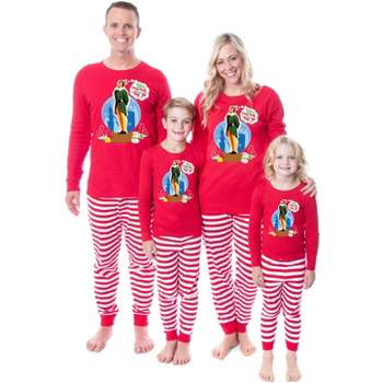 Barbie Family Christmas Logo Santa Unisex Sleep 2 Piece Pajama Set (Adult,  XS) Red
