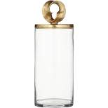Studio 55D Fleur 16" High Shiny Gold and Clear Glass Jar with Lid