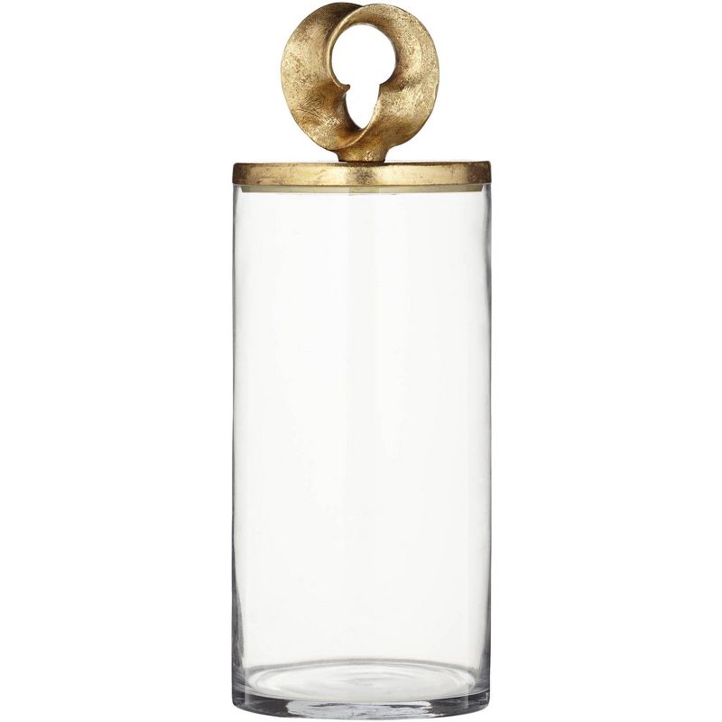 Studio 55D Fleur 16" High Shiny Gold and Clear Glass Jar with Lid, 1 of 6