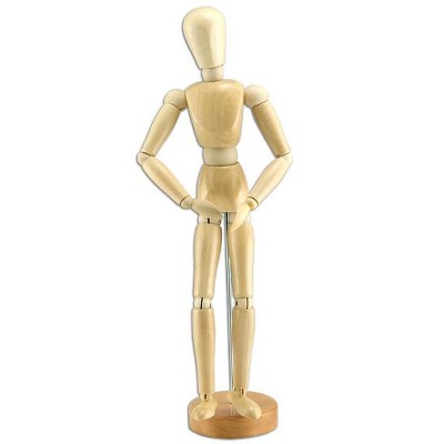Creative Mark Wood Figure Manikins - Smooth, Sanded, Wood Figures For Teaching Perspective and Form - [Varnished | Male | 12"]