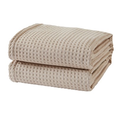 King Taupe Cotton Waffle Weave Bed Blanket