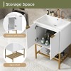 24"W Bathroom Vanity with Sink, Bathroom Cabinet with Two Doors,  Open Storage Shelf and Gold Metal Frame, White-ModernLuxe - 4 of 4