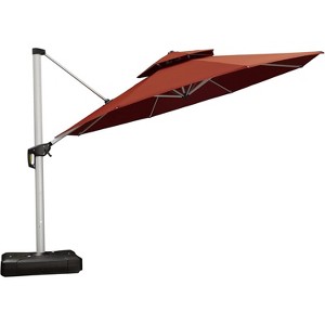 PURPLE LEAF 13 Feet Patio Umbrella Outdoor Round Double-Top Aluminum Umbrella Cantilever Patio Umbrella for Garden Deck Pool Patio - 1 of 4