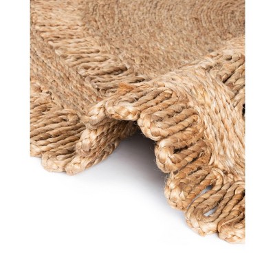 Handmade Round Brown Braided Jute Area Rug