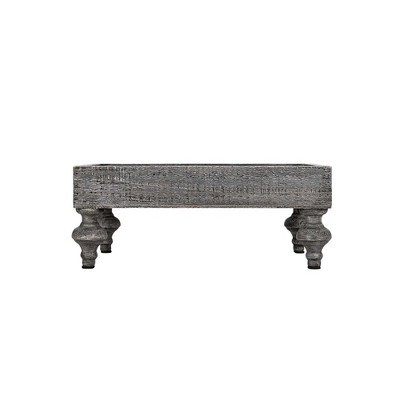 Platform Footed Tray Gray Wood by Foreside Home & Garden