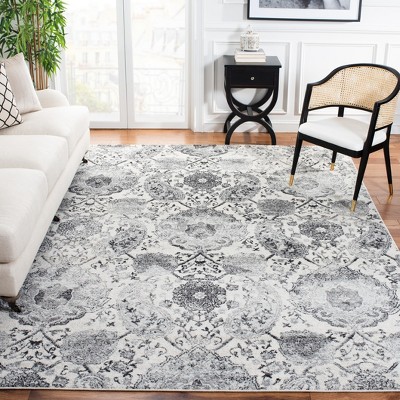 Elegant Cream/Silver Synthetic 9' x 12' Hand-Knotted Area Rug