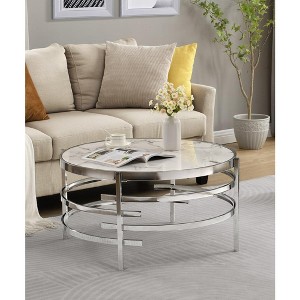 Iron 32.48'' Chrome Round Coffee Table With Sintered Stone Top&Sturdy Metal Frame Modern Coffee Table,Silver - 1 of 3