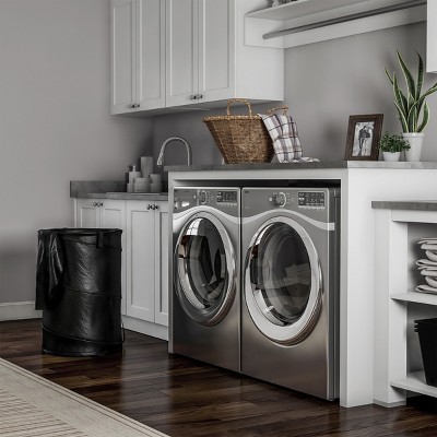Hastings Home Pop Up Collapsible Laundry Hamper With Carrying Straps and Zipper - Black