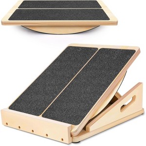 2-in-1 Wooden Balance Board & Slant Board, Adjustable Incline Calf Stretcher for Ankle Strength and Physical Therapy - 1 of 4