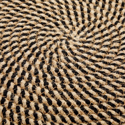 Set of 4 Blue and Tan Woven Jute Round Placemats