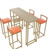 CIPACHO Bar table and chair five piece set, gold frame, multi-layer tabletop, chair cushion and backrest made of sponge, (gold+brown+orange) - 4 of 4