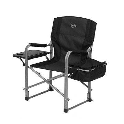 Camping chair with outlet side table and cooler