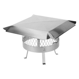 Draft King SS815U Single Flue Round 24 Gauge Slip-In Chimney Cover for 13.5"-14.5" Masonry Chimneys with Expanded Metal Mesh and Welded Legs - 1 of 4
