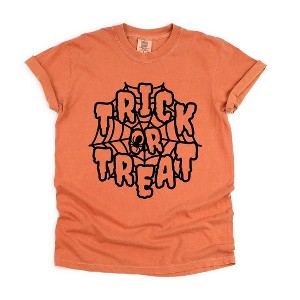 Simply Sage Market Women's Trick Or Treat Web Short Sleeve Garment Dyed Tee - 1 of 4