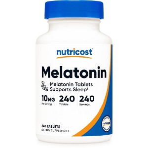 Nutricost Melatonin (10mg) 240 Tablets - 10mg Per Serving, GMO Free, Gluten Free - 1 of 4
