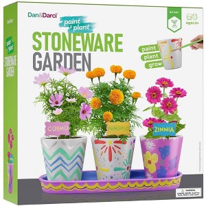 Dan&Darci Paint & Plant Stoneware Garden Kit – Paintable Flower Pots with Soil & Seeds, Craft Kit, Gifts for Kids - 1 of 4