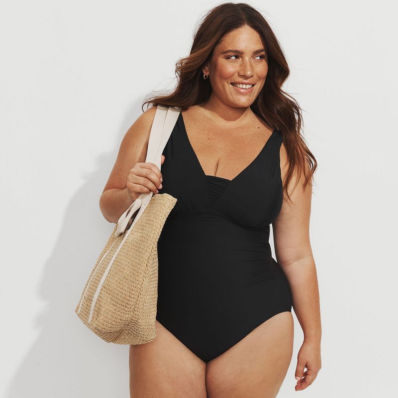 Lands' End Women's SlenderSuit Grecian Tummy Control Chlorine Resistant One Piece Swimsuit, 4 of 6