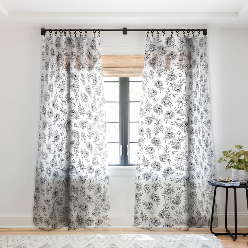 Emanuela Carratoni Floral Line Art Single Panel Sheer Window Curtain - Deny Designs, 1 of 4