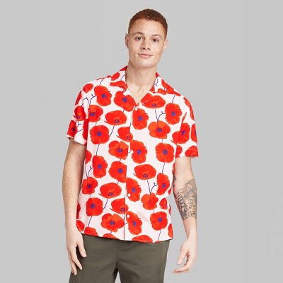 Mens Multicolor Printed Relaxed-Fit Shirt Casual Short Sleeve Button Down Shirt 