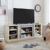 NicBex Large TV Stand with Faux Stacked Stone Surround Modern Entertainment Center with Open Storage Media Console for Living Room, Bedroom, White - 2 of 4