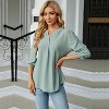 Women Summer Fall Casual 3/4 Long Sleeve Kint Shirt V Neck Solid Color Loose Fit T-Shirt Top Blouse - 4 of 4