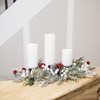Northlight Frosted Winter Greenery and Jingle Bells Christmas Pillar Candle Holder - 28" - 2 of 4