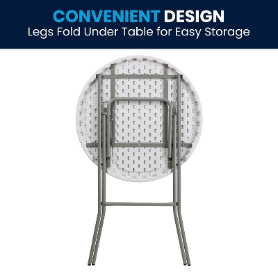 Gray Metal Bar Height Folding Table with White Plastic Top