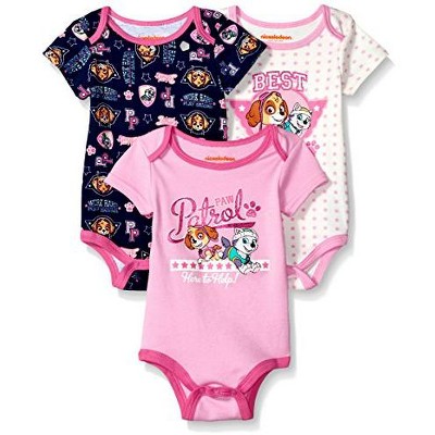 Nickelodeon Baby Girl's Paw Patrol 3 Piece Bodysuits, Graphic Printed Baby Creepers Set for infant