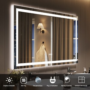 LED Bathroom Mirror with Lights, Dimmable Vanity Mirror, Front&Backlit, 3 Colors, Memory, Anti-Fog Light Up Wall Mirror, Horizontal/Vertical - 1 of 4