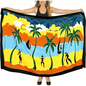 LA LEELA Women's Summer Beach Wrap Bikini Wraps Sarong Swimwear Cover up Skirt Swimsuit Pareo for Women One Size Multicolored, Tree - 1 of 4